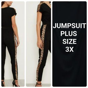 One piece jumpsuit Plus Size 3X with Leopard Cheetah side trim Stretchy comfy